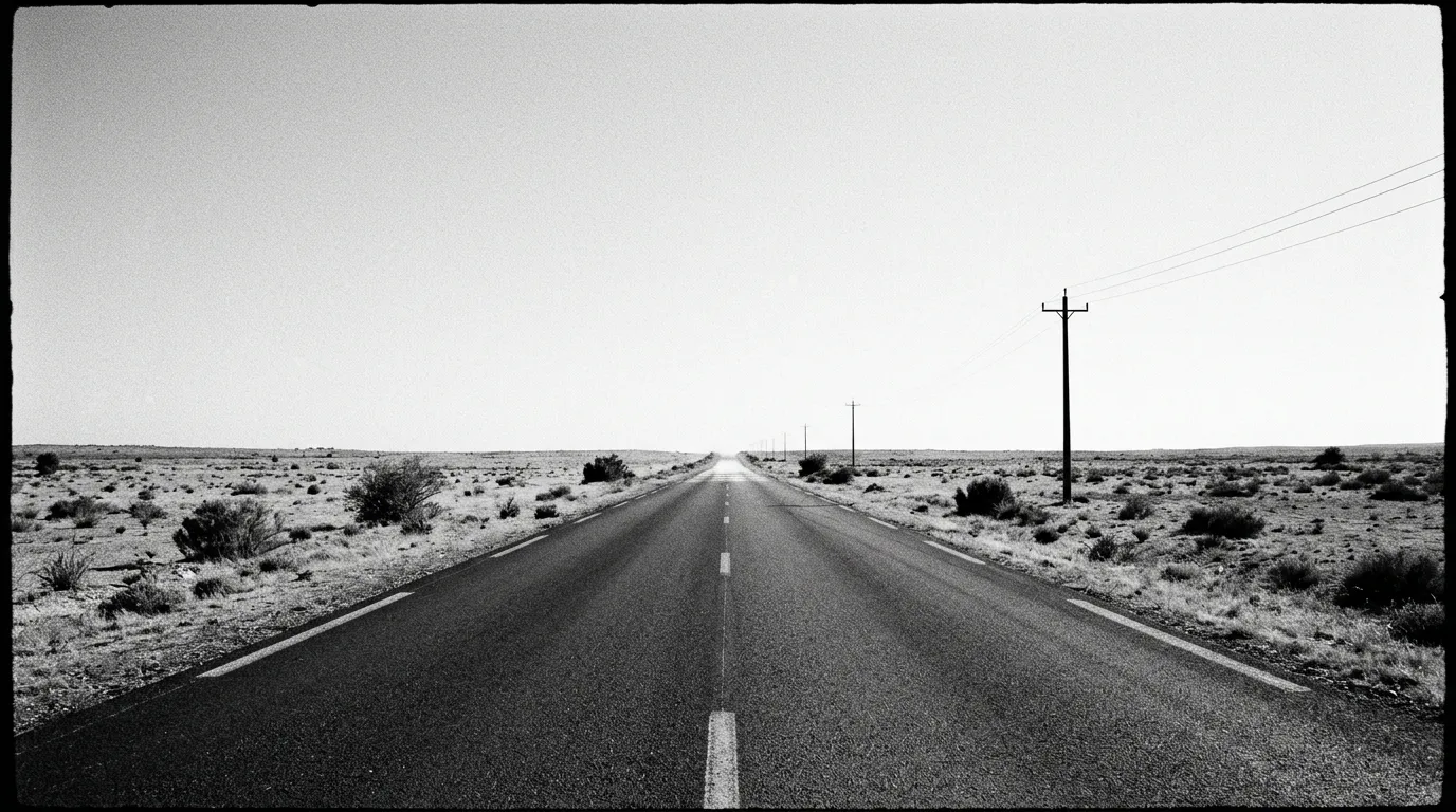 Ligne d'asphalte rectiligne et mirage